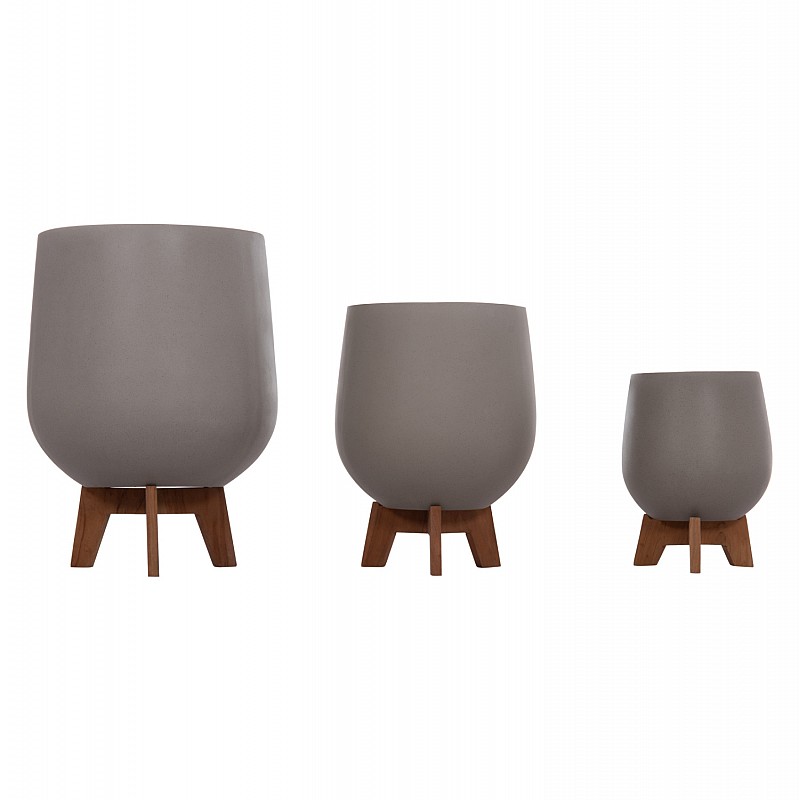 ΣΕΤ 3 ΓΛΑΣΤΡΕΣ ΜΕ TEAK ΒΑΣΕΙΣ TRYLL HM4681.03 FIBER CEMENT--ΓΚΡΙ