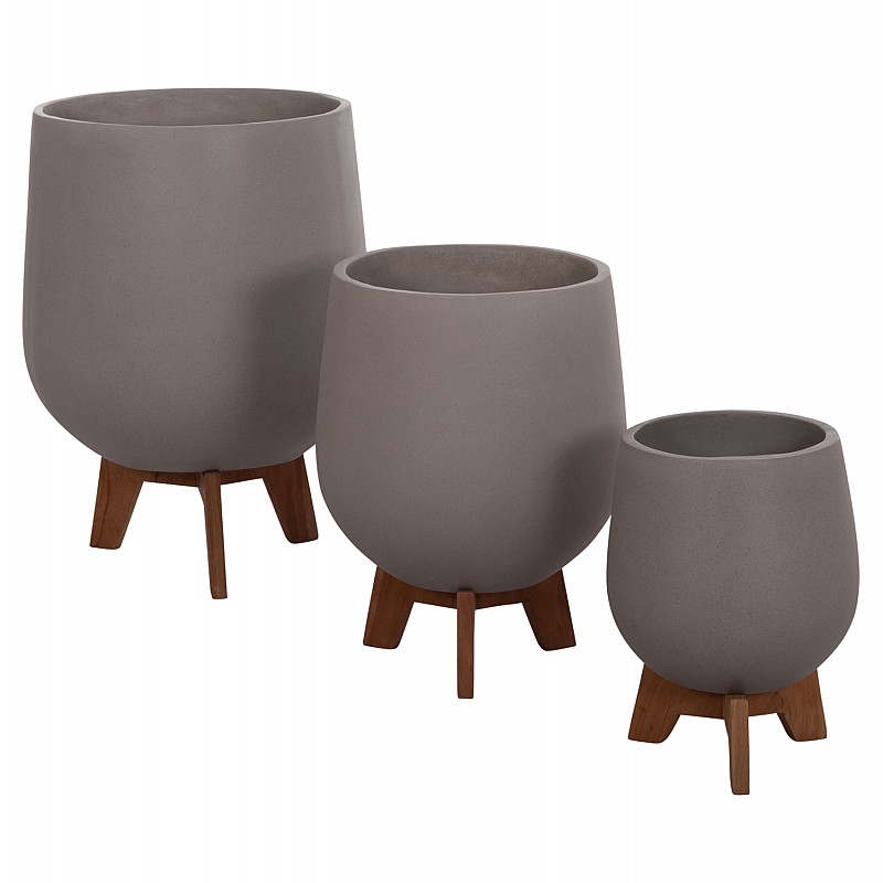 ΣΕΤ 3 ΓΛΑΣΤΡΕΣ ΜΕ TEAK ΒΑΣΕΙΣ TRYLL HM4681.03 FIBER CEMENT--ΓΚΡΙ