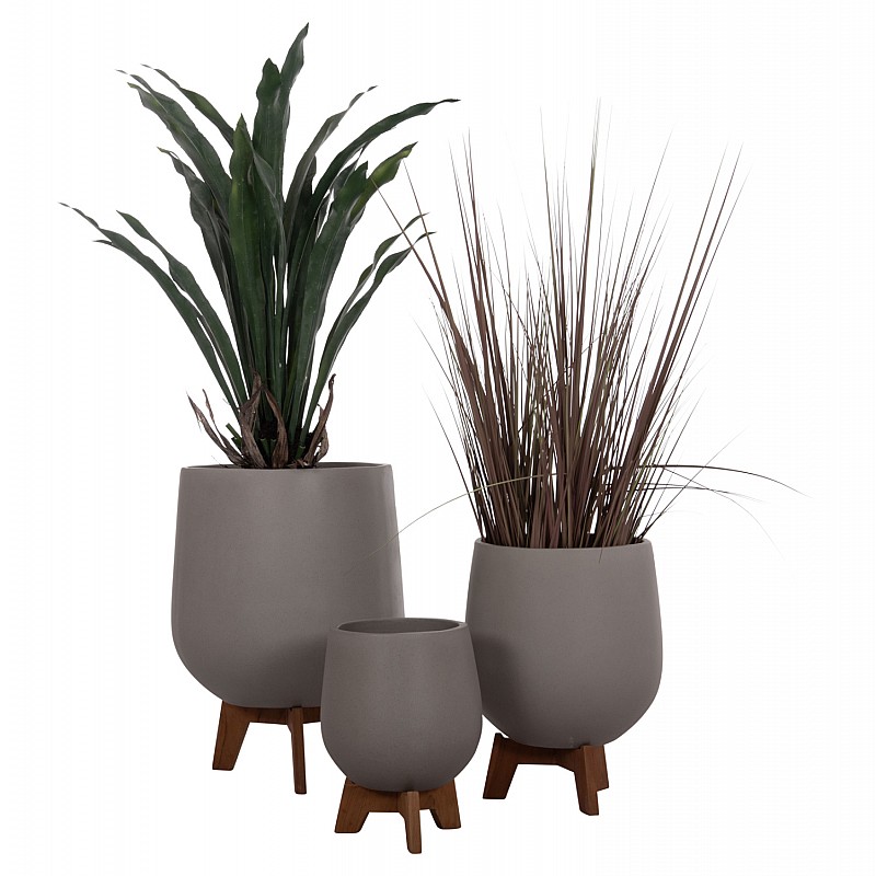 ΣΕΤ 3 ΓΛΑΣΤΡΕΣ ΜΕ TEAK ΒΑΣΕΙΣ TRYLL HM4681.03 FIBER CEMENT--ΓΚΡΙ