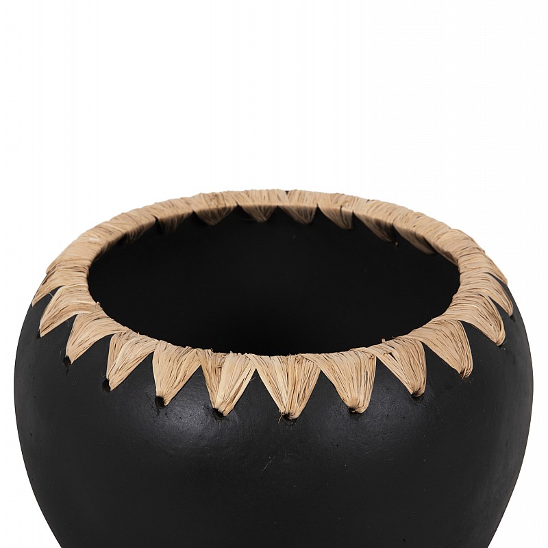 ΔΙΑΚΟΣΜΗΤΙΚΟ ΒΑΖΟ HM4374 ΤΕΡΑΚΟΤΑ ΣΕ ΜΑΥΡΟ ΜΕ ΠΛΕΞΗ ΨΑΘΑΣ ΣΤΟ ΣΤΟΜΙΟ Φ29x23Υεκ.