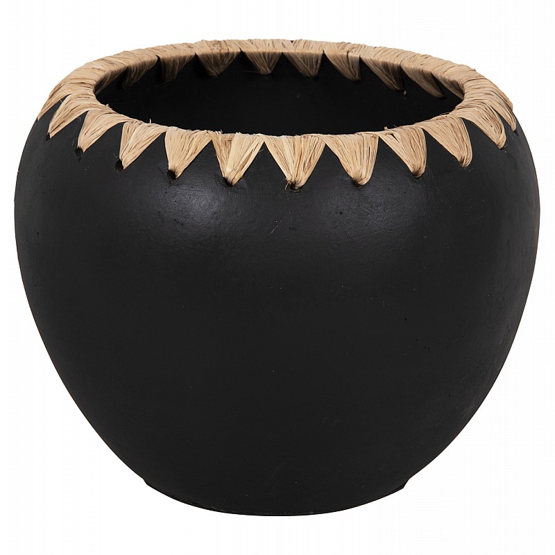 ΔΙΑΚΟΣΜΗΤΙΚΟ ΒΑΖΟ HM4374 ΤΕΡΑΚΟΤΑ ΣΕ ΜΑΥΡΟ ΜΕ ΠΛΕΞΗ ΨΑΘΑΣ ΣΤΟ ΣΤΟΜΙΟ Φ29x23Υεκ.