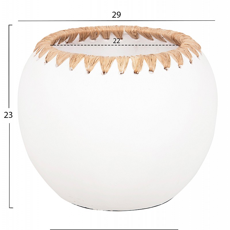 ΔΙΑΚΟΣΜΗΤΙΚΟ ΒΑΖΟ HM4375 ΤΕΡΑΚΟΤΑ ΣΕ ΛΕΥΚΟ ΜΕ ΠΛΕΞΗ ΨΑΘΑΣ ΣΤΟ ΣΤΟΜΙΟ Φ29x23Υεκ.