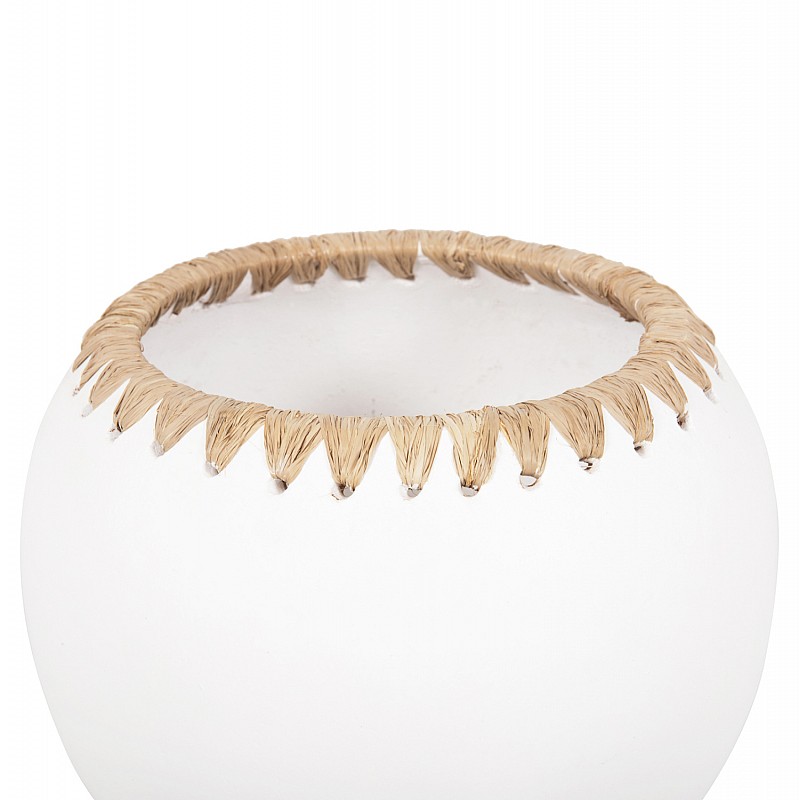 ΔΙΑΚΟΣΜΗΤΙΚΟ ΒΑΖΟ HM4375 ΤΕΡΑΚΟΤΑ ΣΕ ΛΕΥΚΟ ΜΕ ΠΛΕΞΗ ΨΑΘΑΣ ΣΤΟ ΣΤΟΜΙΟ Φ29x23Υεκ.