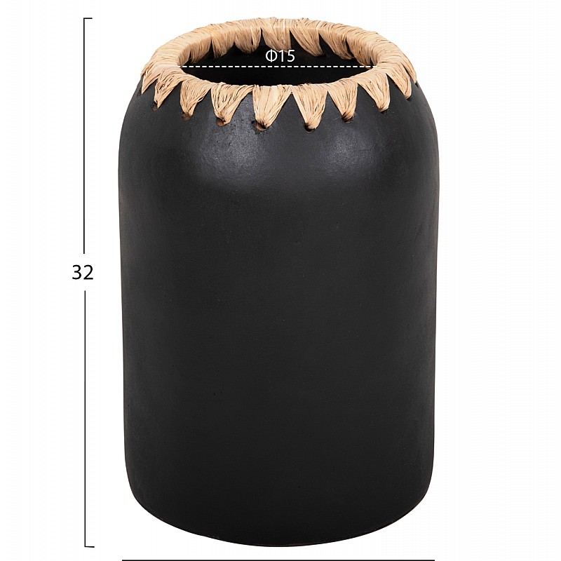 ΔΙΑΚΟΣΜΗΤΙΚΟ ΒΑΖΟ HM4376 ΤΕΡΑΚΟΤΑ ΣΕ ΜΑΥΡΟ ΜΕ ΠΛΕΞΗ ΣΤΟ ΣΤΟΜΙΟ Φ21Χ32εκ.