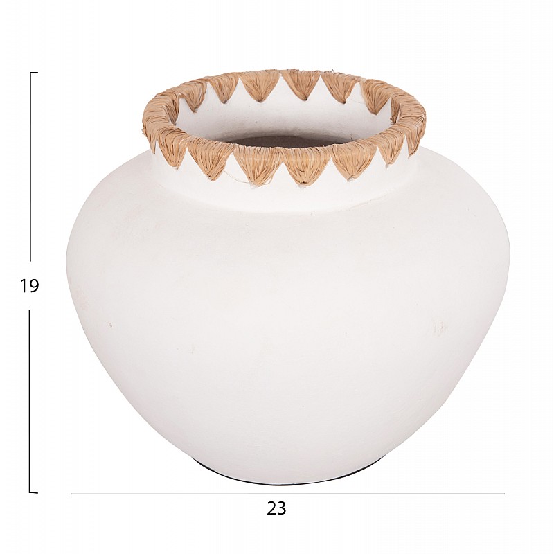 ΔΙΑΚΟΣΜΗΤΙΚΟ ΒΑΖΟ RENTON(S) HM4735 ΤΕΡΑΚΟΤΑ ΛΕΥΚΗ-ΠΛΕΞΗ ΨΑΘΑΣ ΣΤΟ ΣΤΟΜΙΟ Φ23x19Υεκ