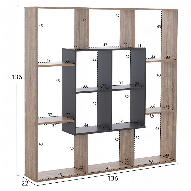 ΒΙΒΛΙΟΘΗΚΗ BRODY HM8771.02 136X22X136 ΓΚΡΙ ΒΙΒΛΙΟΘΗΚΗ BRODY HM8771.02 136X22X136 ΓΚΡΙ