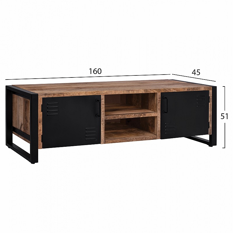 ΕΠΙΠΛΟ TV TURNER HM8189.11 ΜΕΤΑΛΛΟ & ΜΑΣΙΦ ΞΥΛΟ MANGO ΦΥΣΙΚΟ 160x45x51Υ εκ.
