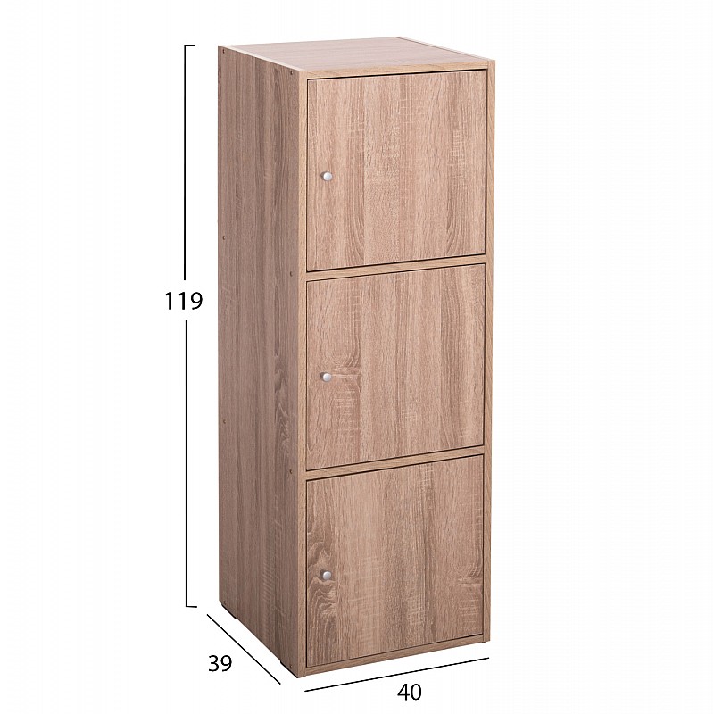 ΝΤΟΥΛΑΠΙ ΜΕ 3 ΑΠΟΘ. ΧΩΡΟΥΣ SORIANO HM9939.11 SONAMA OAK ΜΕΛΑΜΙΝΗ 40x39x119Υεκ.