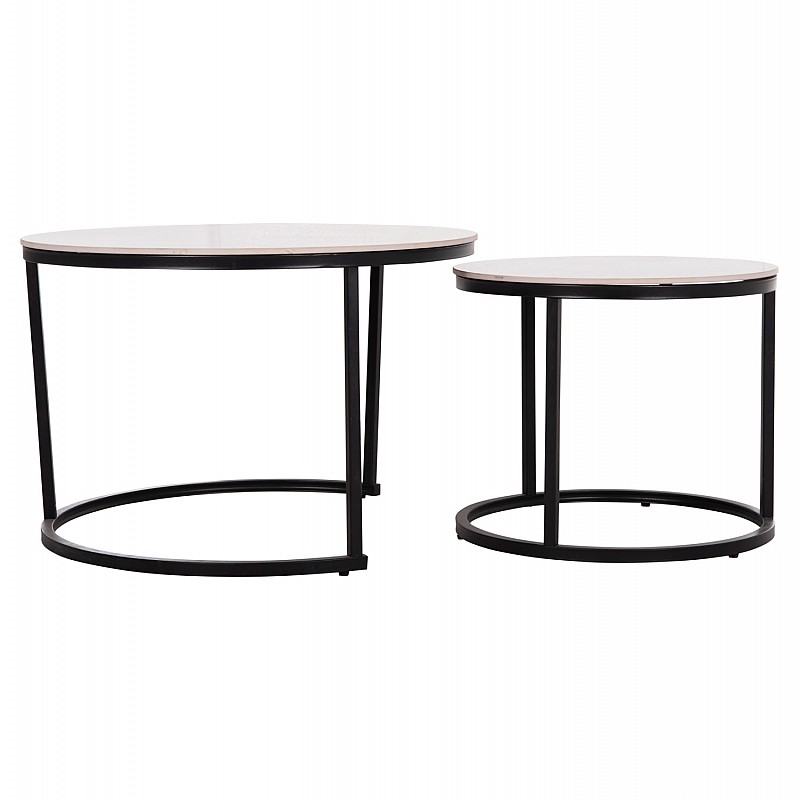 ΤΡΑΠΕΖΙA ΣΑΛΟΝΙΟΥ ΣΕΤ 2ΤΜΧ TALOS ΚΕΡΑΜΙΚΟ TOP ΜΕ ΟΨΗ ΛΕΥΚΟΥ ΜΑΡΜΑΡΟΥ HM18140.01 Φ70+Φ50