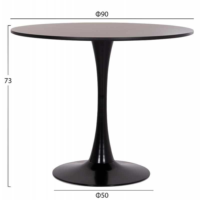 ΤΡΑΠΕΖΙ ΣΤΡΟΓΓΥΛΟ BROLIN HM18141.02 MDF TOP-ΒΑΣΗ ΜΕΤΑΛΛΙΚΗ--ΜΑΥΡΟ Φ90x73Υεκ