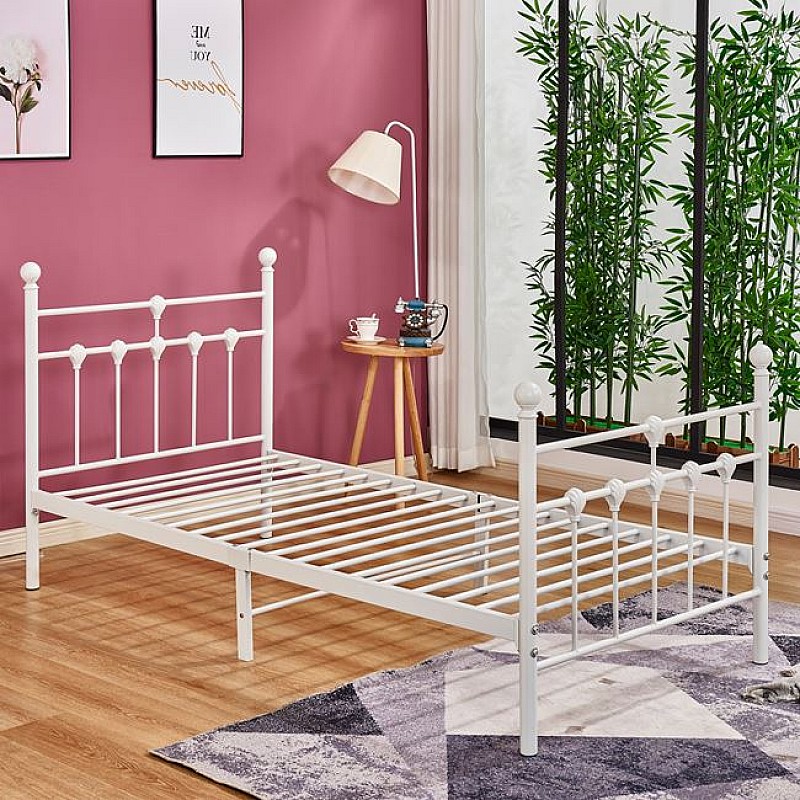 ΚΡΕΒΑΤΙ ΜΕΤΑΛΛΙΚΟ JACINDA 90x190 εκ. ΛΕΥΚΟ ΧΡΩΜΑ HM574.02