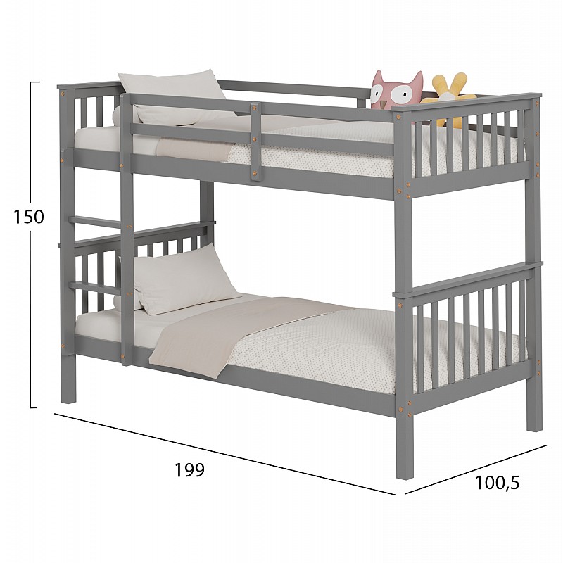 ΚΡΕΒΑΤΙ ΚΟΥΚΕΤΑ ΠΑΙΔΙΚΟ LANTAI HM682.05 ΞΥΛΟ ΠΕΥΚΟΥ ΣΕ ΓΚΡΙ- ΣΤΡΩΜΑΤΑ 190x90εκ