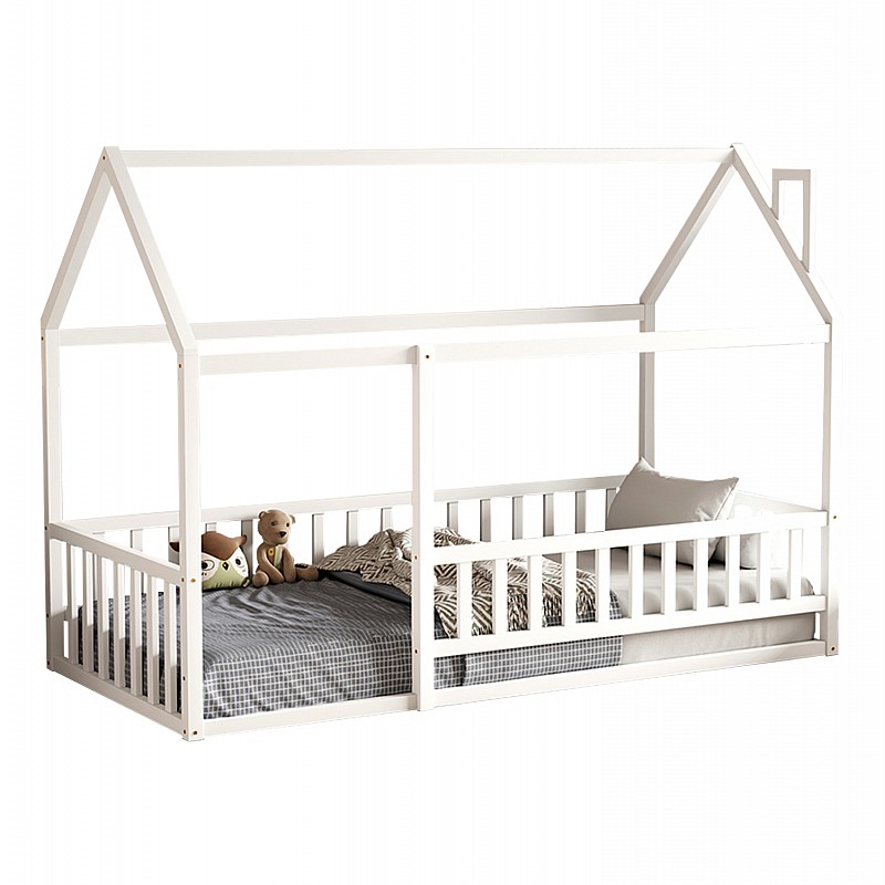 ΚΡΕΒΑΤΙ ΠΑΙΔΙΚΟ ΜΕ ΚΑΓΚΕΛΟ HOUSER HM706.03 τ.MONTESSORI ΞΥΛΟ ΠΕΥΚΟ ΛΕΥΚΟ-190x90εκ
