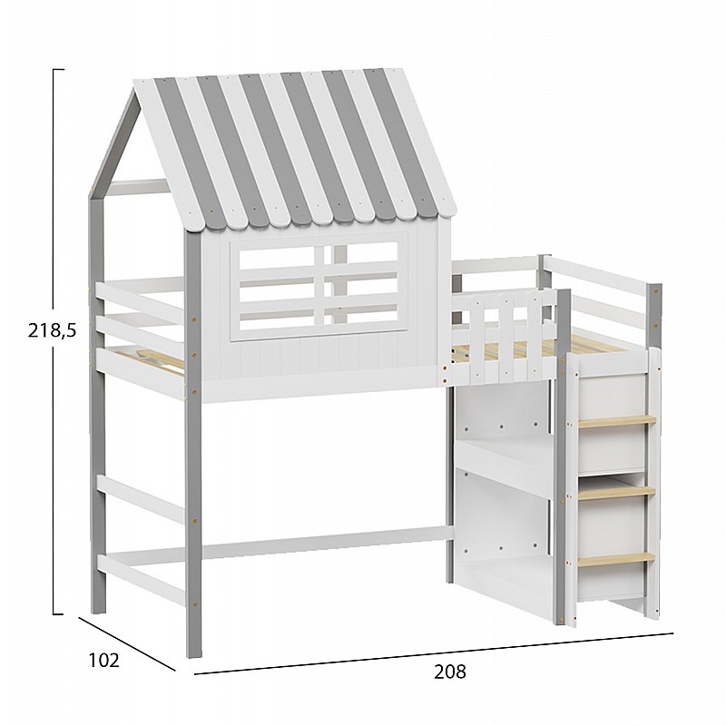 ΠΑΙΔΙΚΟ ΚΡΕΒΑΤΙ τ.MONTESSORI ΜΕ ΠΛΑΙΝΑ ΡΑΦΙΑ HOMI HM712 ΞΥΛΟ ΠΕΥΚΟΥ ΛΕΥΚΟ-ΓΚΡΙ-ΣΤΡΩΜΑ 90x190εκ