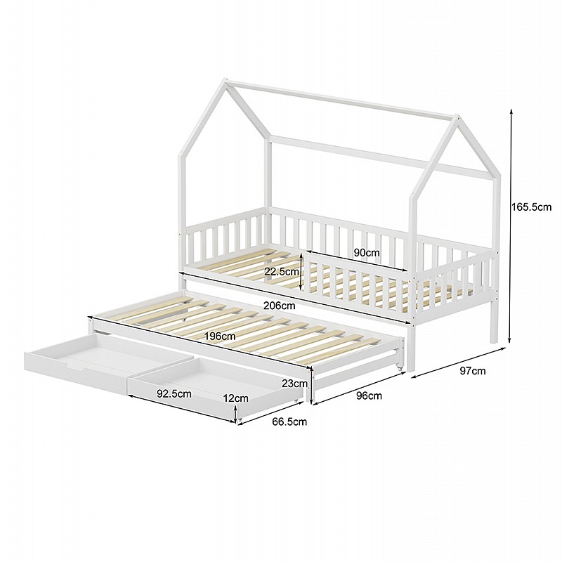 ΠΑΙΔΙΚΟ ΚΡΕΒΑΤΙ 3 ΣΕ 1 PHYLLIS HM723.03 ΞΥΛΟ ΠΕΥΚΟΥ ΛΕΥΚΟ 206x97x166Υεκ.