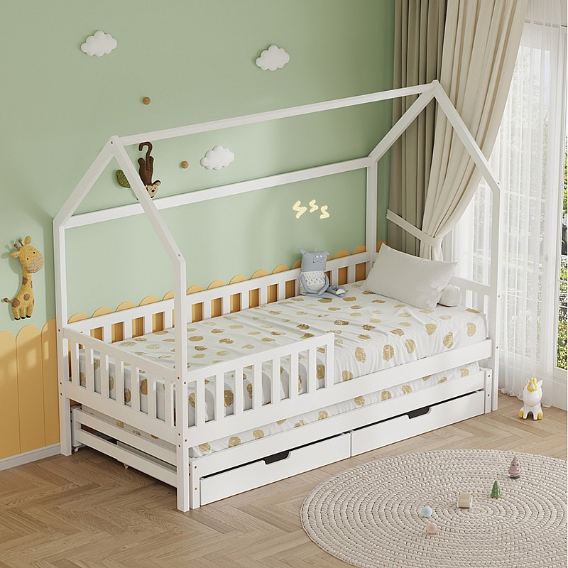 ΠΑΙΔΙΚΟ ΚΡΕΒΑΤΙ 3 ΣΕ 1 PHYLLIS HM723.03 ΞΥΛΟ ΠΕΥΚΟΥ ΛΕΥΚΟ 206x97x166Υεκ.