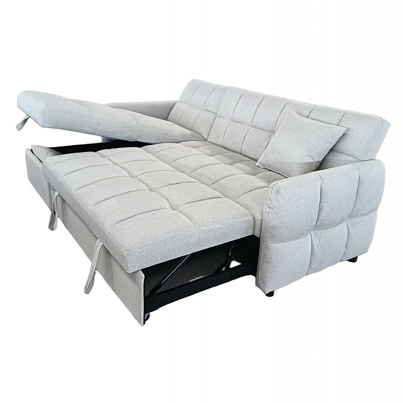 ΓΩΝΙΑΚΟΣ ΚΑΝΑΠΕΣ-ΚΡΕΒΑΤΙ ΑΝΑΣΤΡΕΨΙΜΟΣ NEZU HM3294.02 ΜΠΕΖ ΥΦΑΣΜΑ 210x140x78Υεκ.