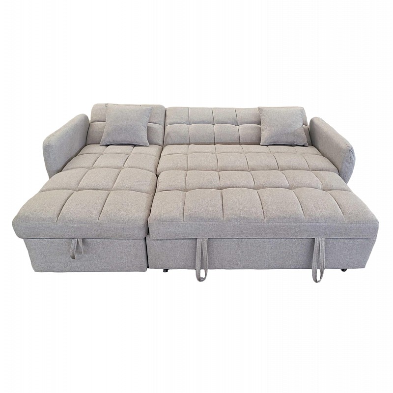 ΓΩΝΙΑΚΟΣ ΚΑΝΑΠΕΣ-ΚΡΕΒΑΤΙ ΑΝΑΣΤΡΕΨΙΜΟΣ NEZU HM3294.02 ΜΠΕΖ ΥΦΑΣΜΑ 210x140x78Υεκ.