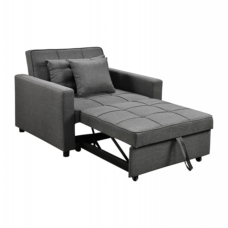 ΠΟΛΥΘΡΟΝΑ-ΚΡΕΒΑΤΙ MERO HM3306.01 ΓΚΡΙ ΥΦΑΣΜΑ 98x85x88Υεκ.