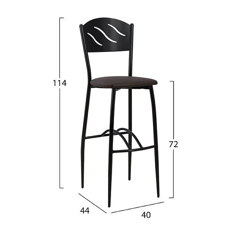 ΣΚΑΜΠΩ ΜΠΑΡ ΜΑΥΡΟ ΜΕΤΑΛΛΙΚΟ ΚΥΜΑ ΜΕ PU ΚΑΦΕ 40x44x114 εκ ΣΚΑΜΠΩ ΜΠΑΡ ΜΑΥΡΟ ΜΕΤΑΛΛΙΚΟ ΚΥΜΑ ΜΕ PU ΚΑΦΕ 40x44x114 εκ