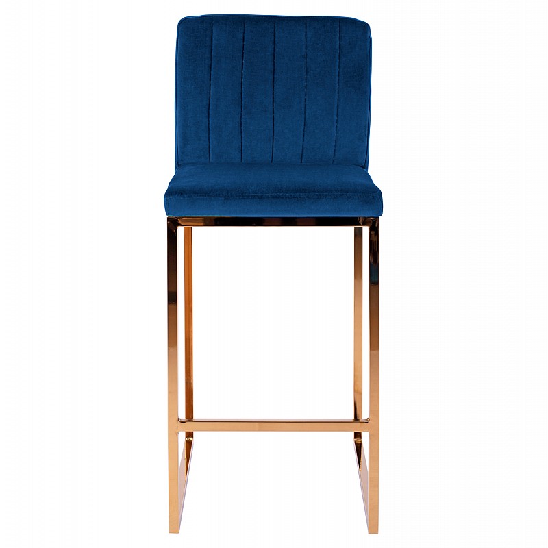 ΣΚΑΜΠΟ ΜΕΣΑΙΟΥ ΥΨΟΥΣ PIPER ΒΕΛΟΥΔΟ ΜΠΛΕ & ΧΡΥΣΟ ΜΕΤΑΛΛΙΚΟ ΣΚΕΛΕΤΟ HM8525.08 40x49x96Υ εκ.