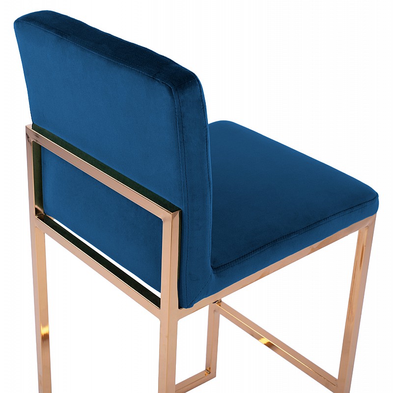 ΣΚΑΜΠΟ ΜΕΣΑΙΟΥ ΥΨΟΥΣ PIPER ΒΕΛΟΥΔΟ ΜΠΛΕ & ΧΡΥΣΟ ΜΕΤΑΛΛΙΚΟ ΣΚΕΛΕΤΟ HM8525.08 40x49x96Υ εκ.