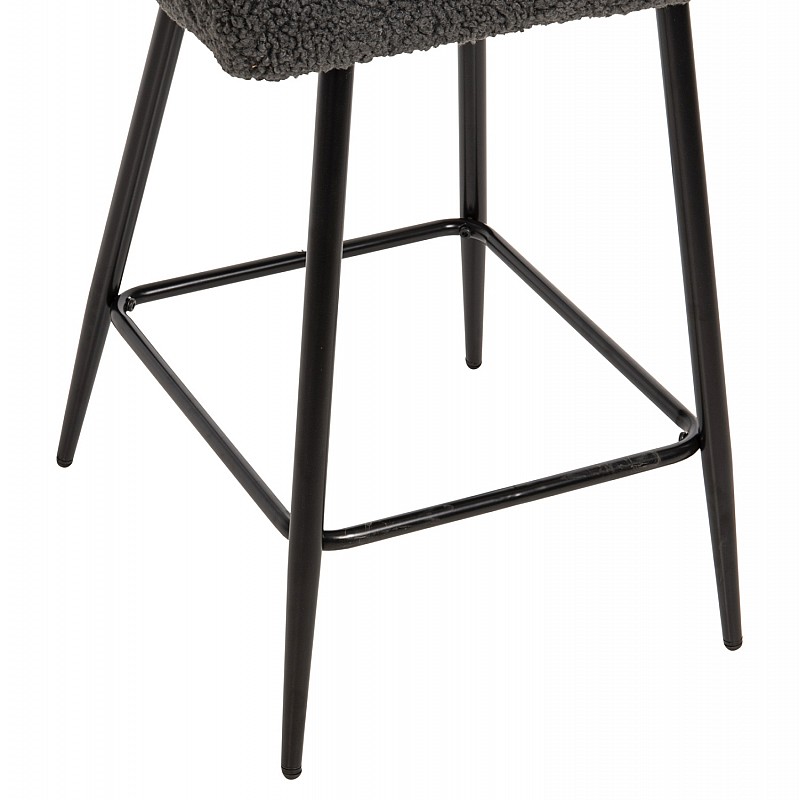 ΣΚΑΜΠΟ ΜΕΣΑΙΟΥ ΥΨΟΥΣ STRIKE HM8592.01 ΥΦΑΣΜΑ TEDDY ΓΚΡΙ-ΜΑΥΡΑ ΜΕΤΑΛΛΙΚΑ ΠΟΔΙΑ 50x50x94,5Υεκ.