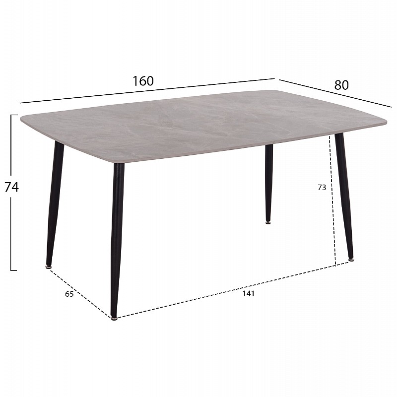 ΤΡΑΠΕΖΙ RAVEN HM18150.13 ΚΕΡΑΜΙΚΟ TOP ΜΕ ΟΨΗ ΓΚΡΙ ΜΑΡΜΑΡΟ 160x80x74Υεκ.