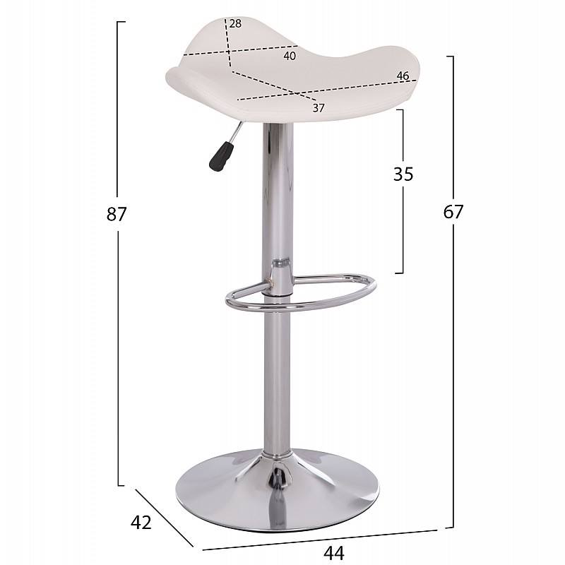 ΣΚΑΜΠO ΜΠΑΡ ΠΕΡΙΣΤΡΕΦΟΜΕΝΟ GANNA HM201.22 ΜΕ ΑΜΟΡΤΙΣΕΡ-ΛΕΥΚΟ PU 44x42x87Υεκ.