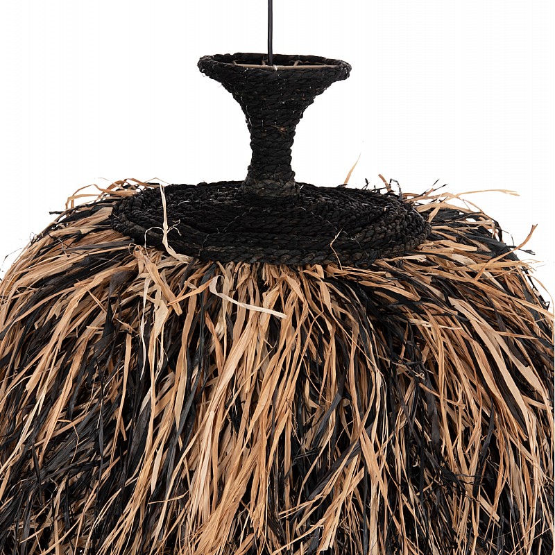 ΦΩΤΙΣΤΙΚΟ ΟΡΟΦΗΣ ORDEM HM4716 ΚΑΠΕΛΟ ΙΝΕΣ SISAL & ΜΠΑΝΑΝΑΣ-ΜΑΥΡΟ & ΦΥΣΙΚΟ Φ60x50Υεκ