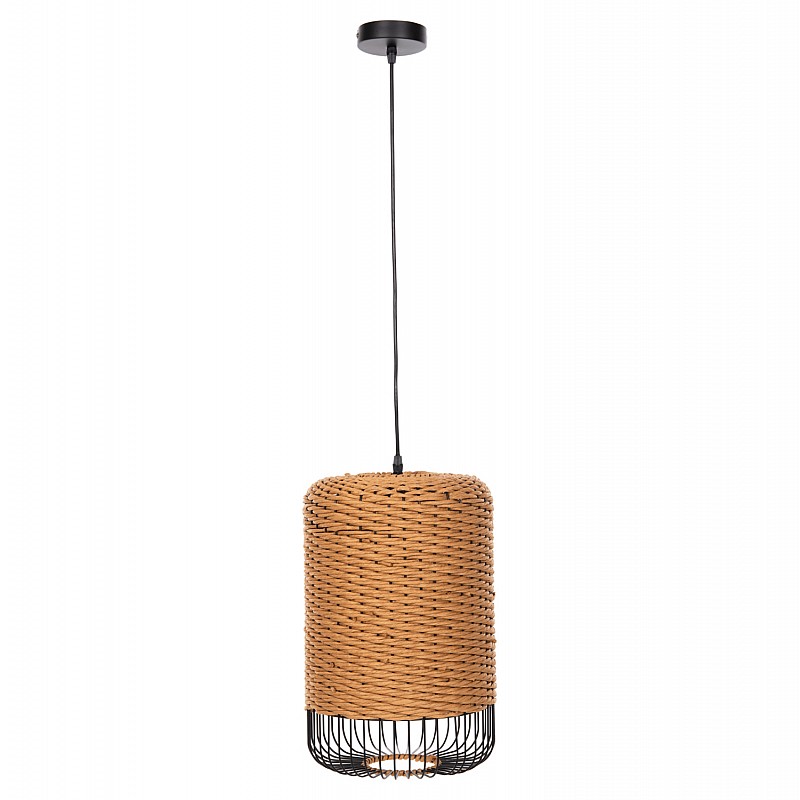 ΦΩΤΙΣΤΙΚΟ ΟΡΟΦΗΣ ΚΡΕΜΑΣΤΟ HM4340 PAPER ROPE ΜΠΕΖ-ΜΑΥΡΟ ΜΕΤΑΛΛΟ-Φ26x40-120Υεκ.