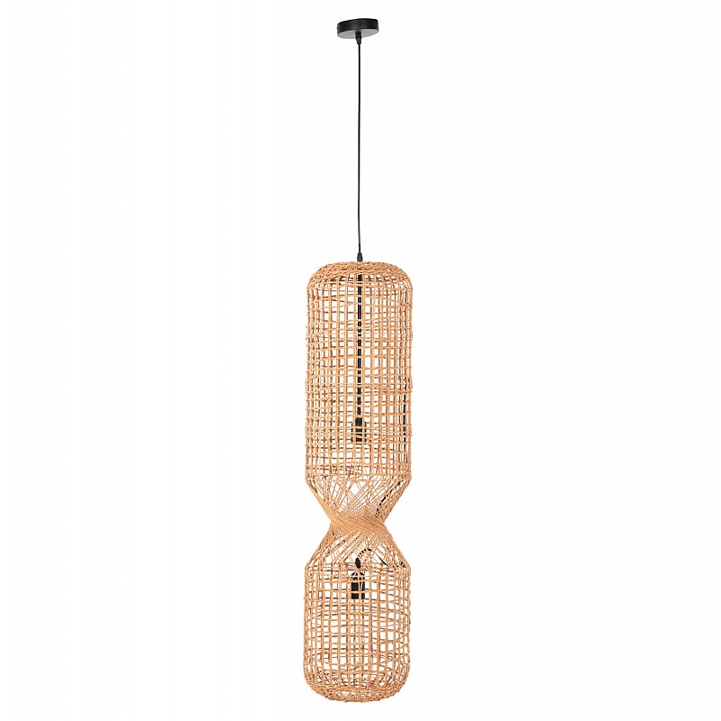 ΦΩΤΙΣΤΙΚΟ ΟΡΟΦΗΣ ΚΡΕΜΑΣΤΟ HM4344 ΚΥΛΙΝΔΡΙΚΟ ΑΠΟ PAPER ROPE ΜΠΕΖ-2 ΛΑΜΠΕΣ Φ25x100-160Υεκ.