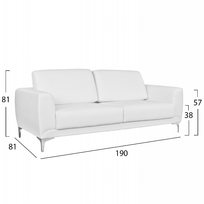 ΚΑΝΑΠΕΣ 3ΘΕΣΙΟΣ KENZIE HM3121.32 ΜΕ ΛΕΥΚΟ PU 190x81x81 εκ.