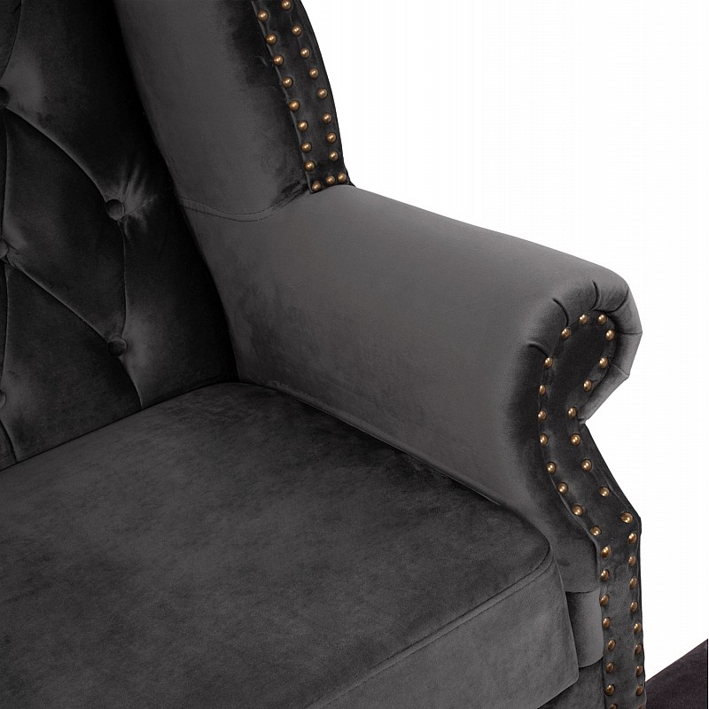 ΠΟΛΥΘΡΟΝΑ-ΜΠΕΡΖΕΡΑ ΓΚΡΙ ΒΕΛΟΥΔΟ T.CHESTERFIELD POLINA 83x75x107Yεκ.HM0053.10