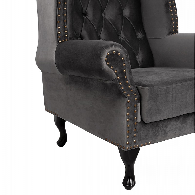 ΠΟΛΥΘΡΟΝΑ-ΜΠΕΡΖΕΡΑ ΓΚΡΙ ΒΕΛΟΥΔΟ T.CHESTERFIELD POLINA 83x75x107Yεκ.HM0053.10