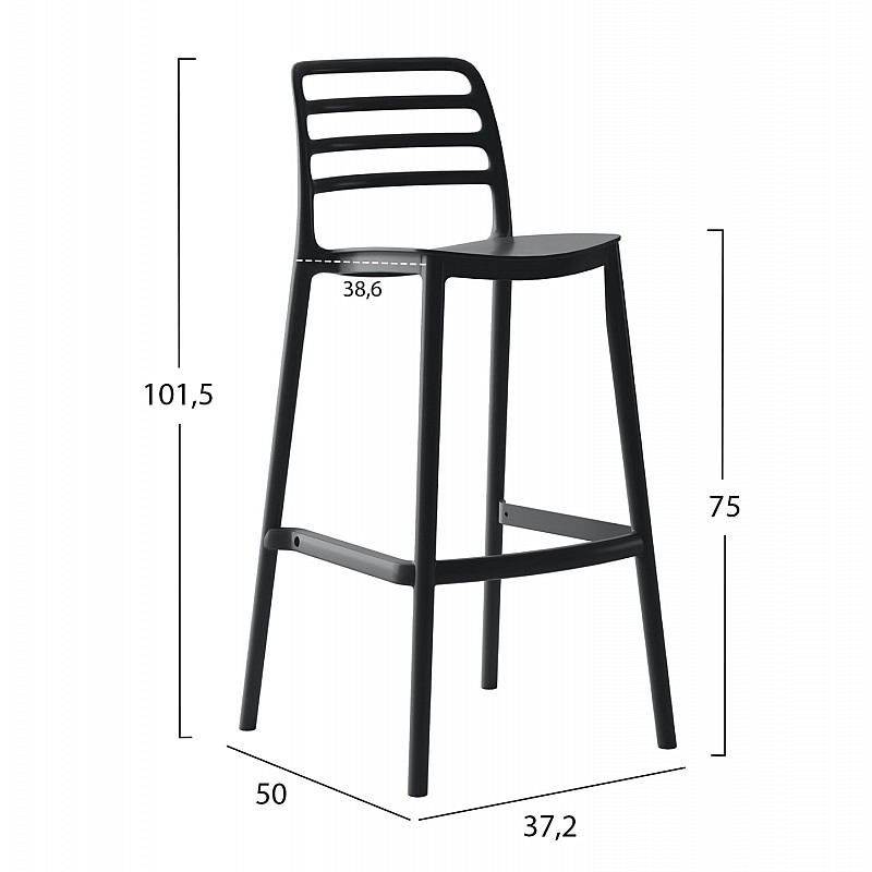 ΣΚΑΜΠΟ BAR ΠΟΛΥΠΡΟΠΥΛΕΝΙΟΥ SNOD HM6099.02 ΜΑΥΡΟ 37,2x50x101,5Υεκ.