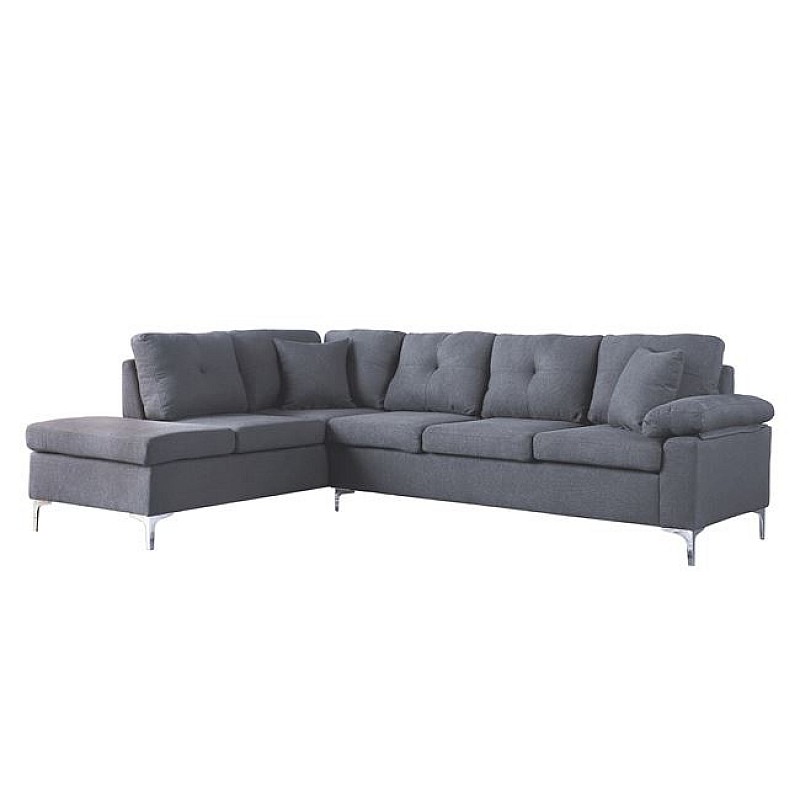ΚΑΝΑΠΕΣ ΓΩΝΙΑ ΑΡΙΣΤΕΡΗ ZAILA HM3087L ΥΦΑΣΜΑ ΓΚΡΙ 282x197x90Υ εκ.