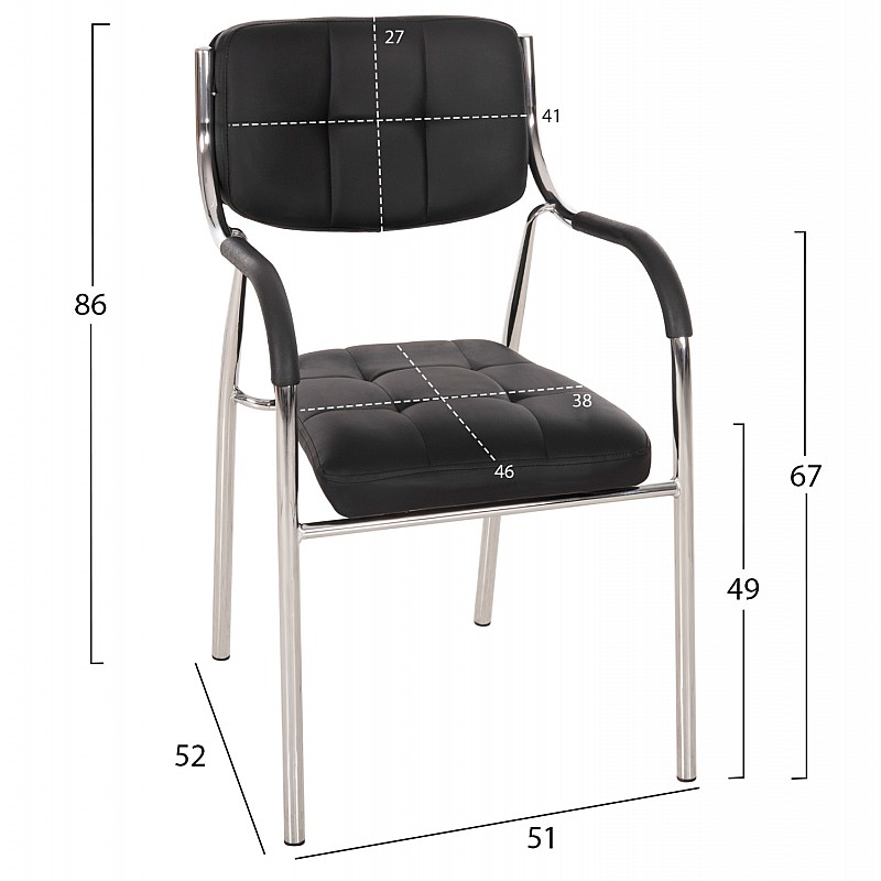 ΚΑΡΕΚΛΑ ΕΠΙΣΚΕΠΤΟΥ OBERON HM1018.01 ΜΑΥΡΟ PU 51x52x86Υ εκ.