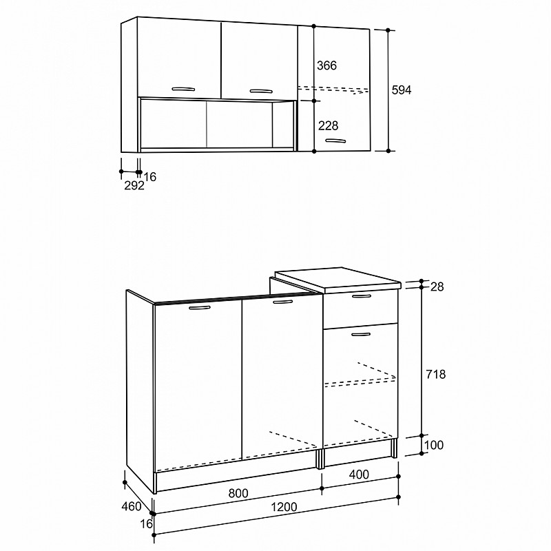 ΣΥΝΘΕΣΗ ΚΟΥΖΙΝΑΣ JADIEL ΜΕΛΑΜΙΝΗ ΜΕ ΠΑΓΚΟ SONAMA-ΛΕΥΚΟ HM2440 120x46-29,2 εκ.