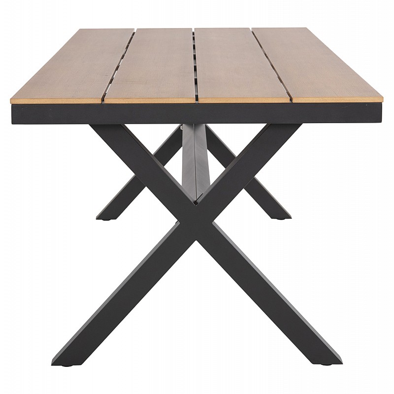 ΤΡΑΠΕΖΙ ΑΛΟΥΜΙΝΙΟΥ ΟΡΘΟΓΩΝΙΟ TAWNEE HM6039.01 ΑΝΘΡΑΚΙ-POLYWOOD ΦΥΣΙΚΟ 219,5x89,5x73Υ