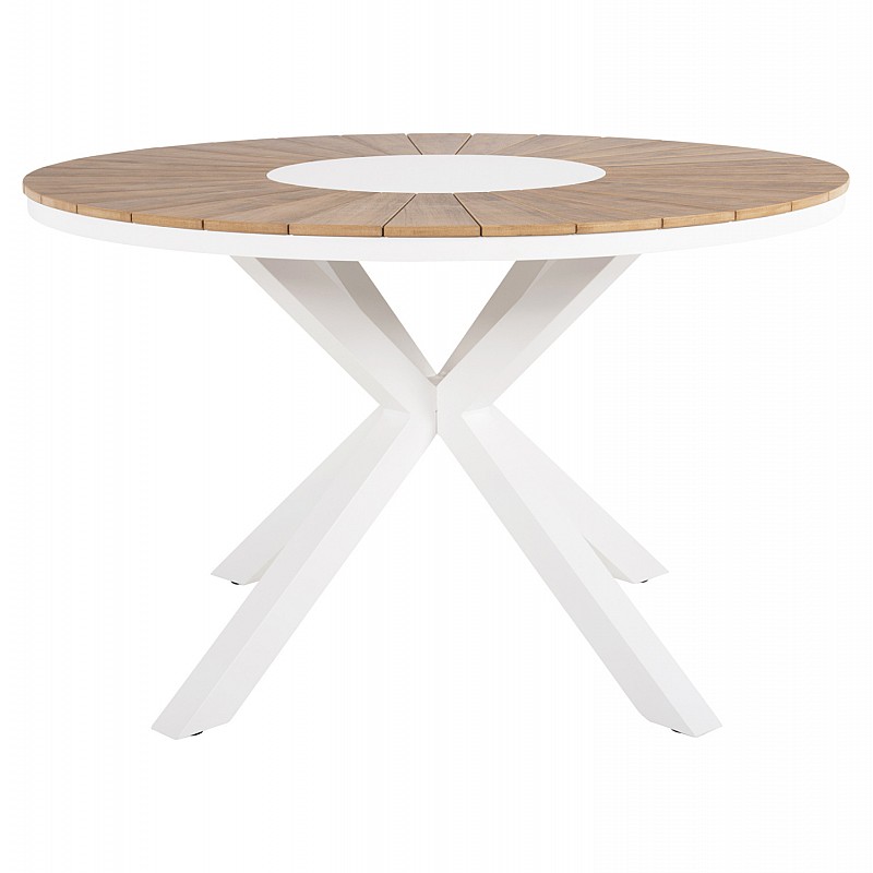 ΤΡΑΠΕΖΙ ΣΤΡΟΓΓΥΛΟ ΕΞ.ΧΩΡΟΥ MORIL HM6041.02 ΑΛΟΥΜΙΝΙΟ ΛΕΥΚΟ-POLYWOOD ΦΥΣΙΚΟ Φ120εκ.