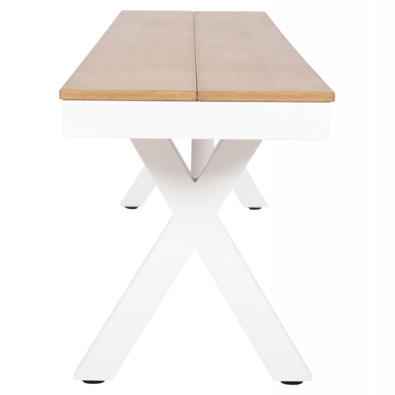 ΠΑΓΚΑΚΙ ΑΛΟΥΜΙΝΙΟΥ TAWNEE HM6038.02 ΛΕΥΚΟ-POLYWOOD ΚΑΘΙΣΜΑ ΦΥΣΙΚΟ 150x36x45Υεκ.