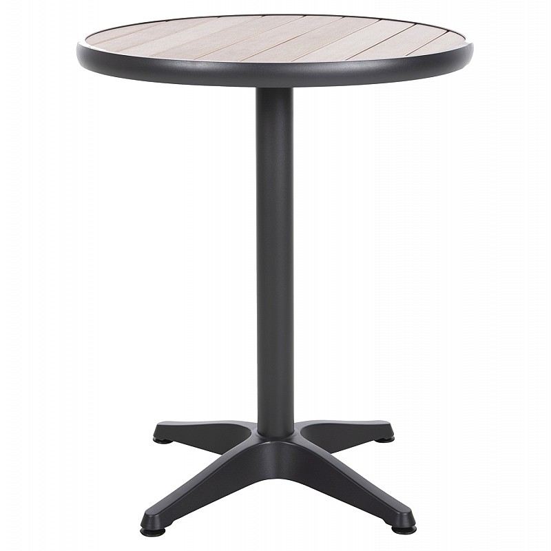 ΤΡΑΠΕΖΙ ΑΛΟΥΜΙΝΙΟΥ ΣΤΡΟΓΓΥΛΟ ALEXA HM6086.01 ΑΝΘΡΑΚΙ-POLYWOOD TOP ΦΥΣΙΚΟ Φ60x73Υεκ.