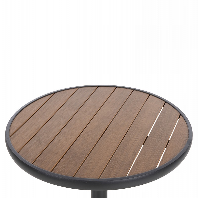 ΤΡΑΠΕΖΙ ΑΛΟΥΜΙΝΙΟΥ ΣΤΡΟΓΓΥΛΟ ALEXA HM6086.01 ΑΝΘΡΑΚΙ-POLYWOOD TOP ΦΥΣΙΚΟ Φ60x73Υεκ.