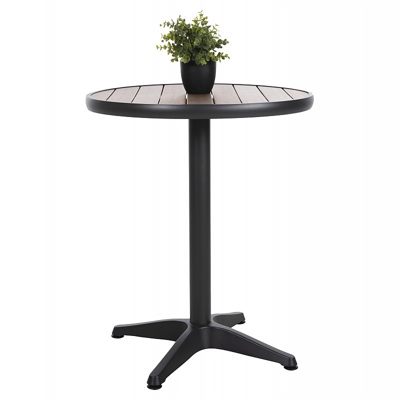 ΤΡΑΠΕΖΙ ΑΛΟΥΜΙΝΙΟΥ ΣΤΡΟΓΓΥΛΟ ALEXA HM6086.01 ΑΝΘΡΑΚΙ-POLYWOOD TOP ΦΥΣΙΚΟ Φ60x73Υεκ.