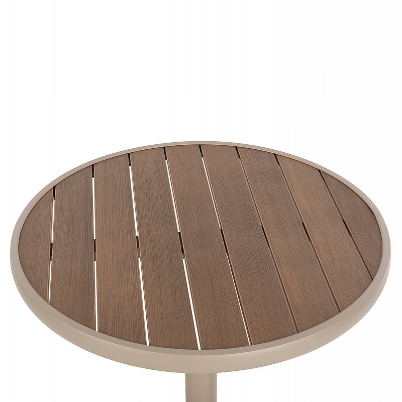 ΤΡΑΠΕΖΙ ΑΛΟΥΜΙΝΙΟΥ ΣΤΡΟΓΓΥΛΟ ALEXA HM6086.04 ΣΑΜΠΑΝΙ-POLYWOOD TOP ΦΥΣΙΚΟ Φ60x73Υεκ.