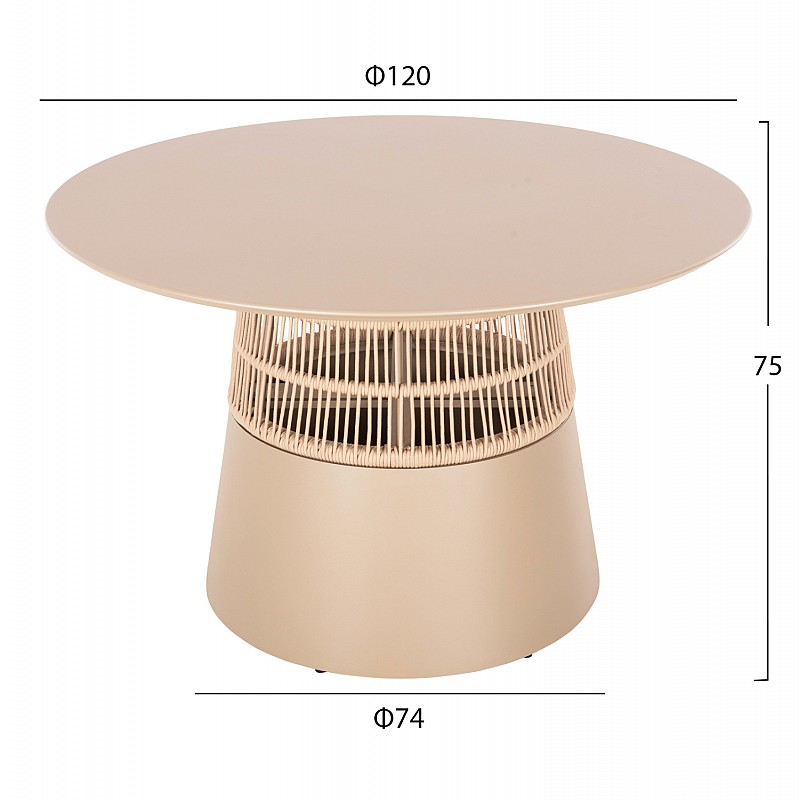 ΤΡΑΠΕΖΙ ΣΤΡΟΓΓΥΛΟ SAEID HM6106.04 ΣΑΜΠΑΝΙ ΑΛΟΥΜΙΝΙΟ-ΜΠΕΖ ΣΧΟΙΝΙ Φ120x75Υεκ.
