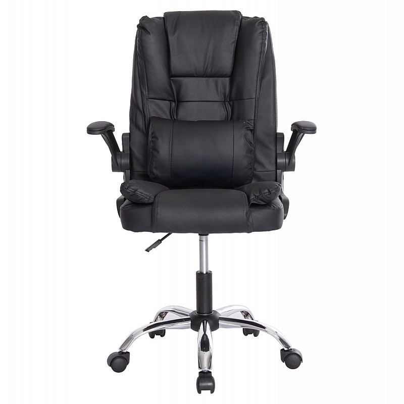 ΚΑΡΕΚΛΑ ΓΡΑΦΕΙΟΥ CANAN HM1201 ΜΑΥΡO PVC-ΜΑΥΡΟ NYLON-ΒΑΣΗ ΧΡΩΜΙΟΥ 66x61x105Υεκ.