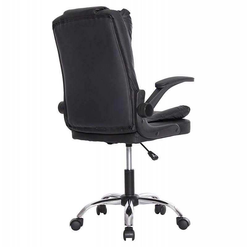 ΚΑΡΕΚΛΑ ΓΡΑΦΕΙΟΥ CANAN HM1201 ΜΑΥΡO PVC-ΜΑΥΡΟ NYLON-ΒΑΣΗ ΧΡΩΜΙΟΥ 66x61x105Υεκ.