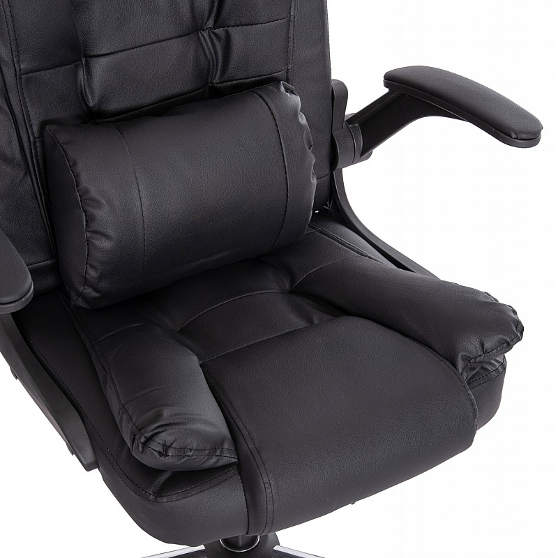 ΚΑΡΕΚΛΑ ΓΡΑΦΕΙΟΥ CANAN HM1201 ΜΑΥΡO PVC-ΜΑΥΡΟ NYLON-ΒΑΣΗ ΧΡΩΜΙΟΥ 66x61x105Υεκ.